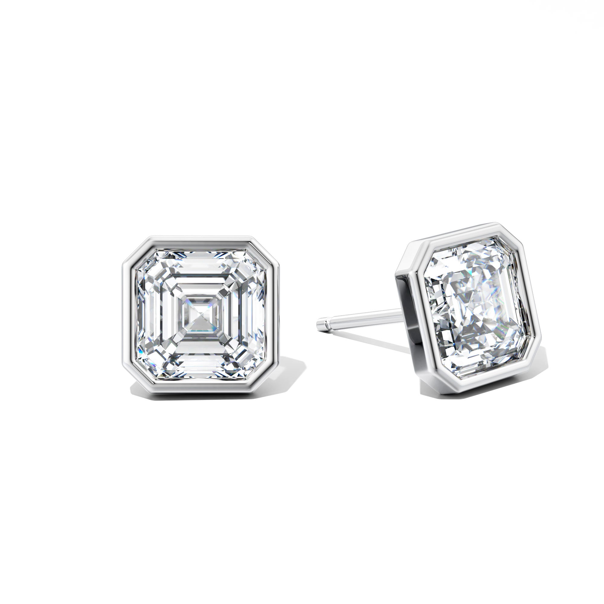 Bezel Asscher Studs