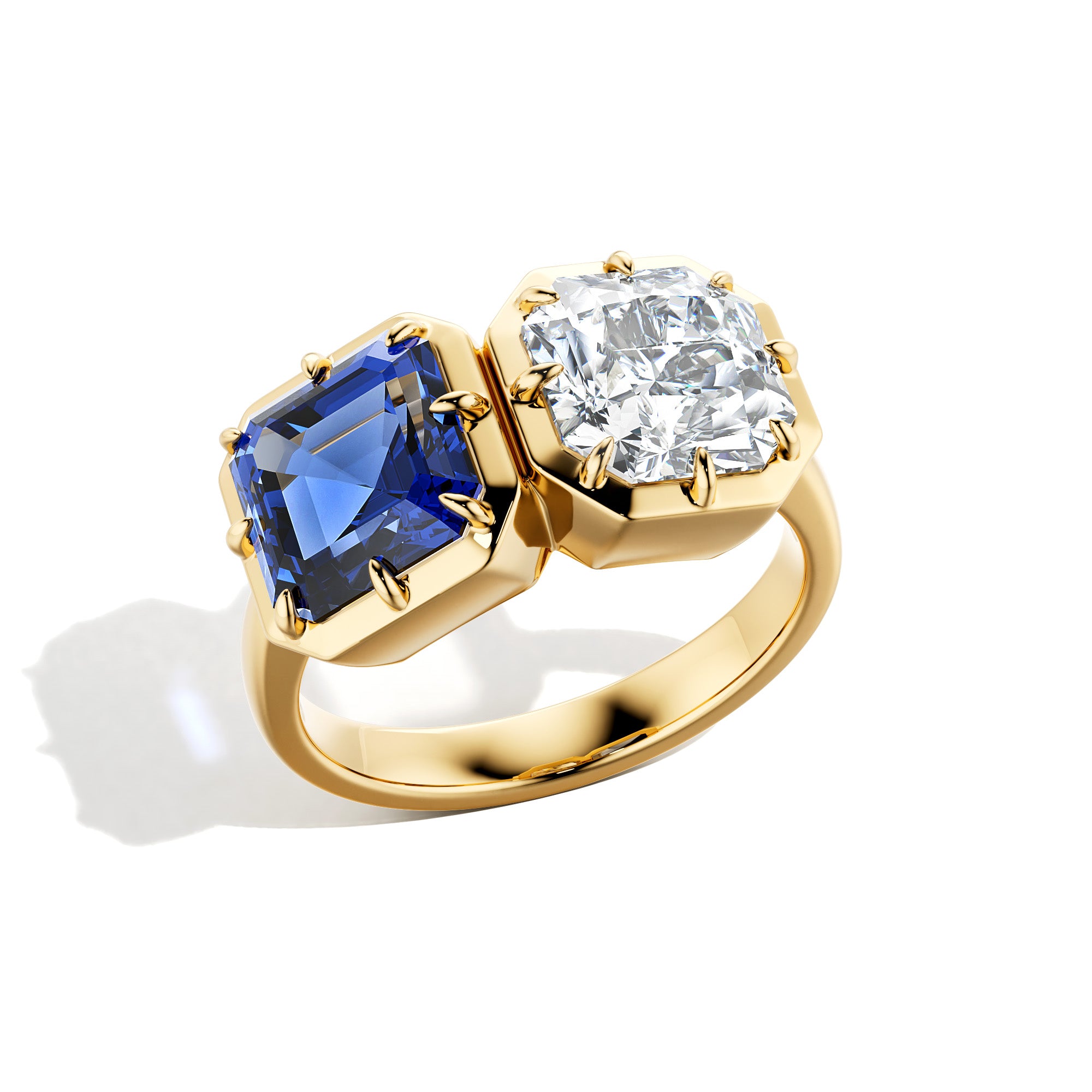 Diamond & Sapphire Toi Et Moi Ring