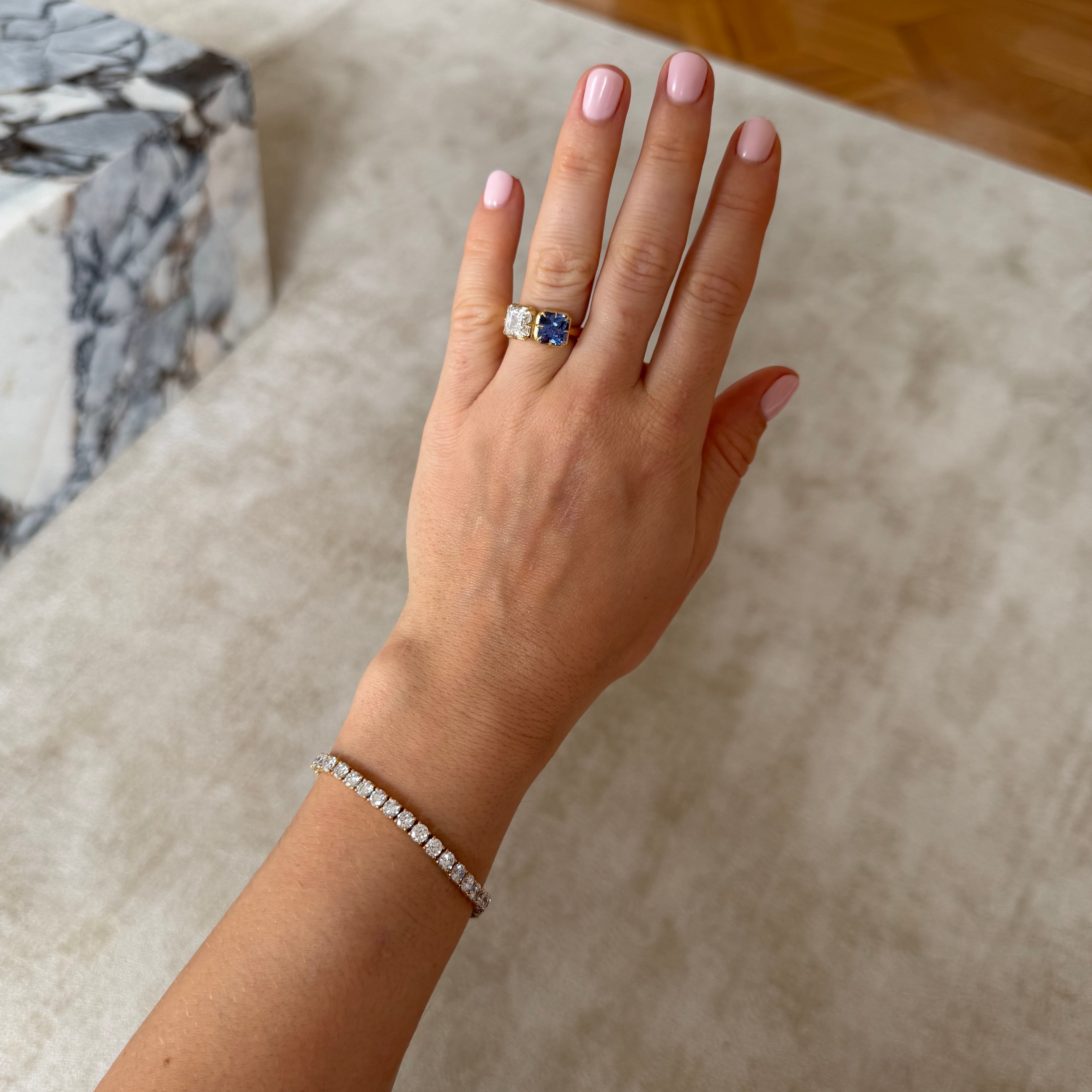 Diamond & Sapphire Toi Et Moi Ring